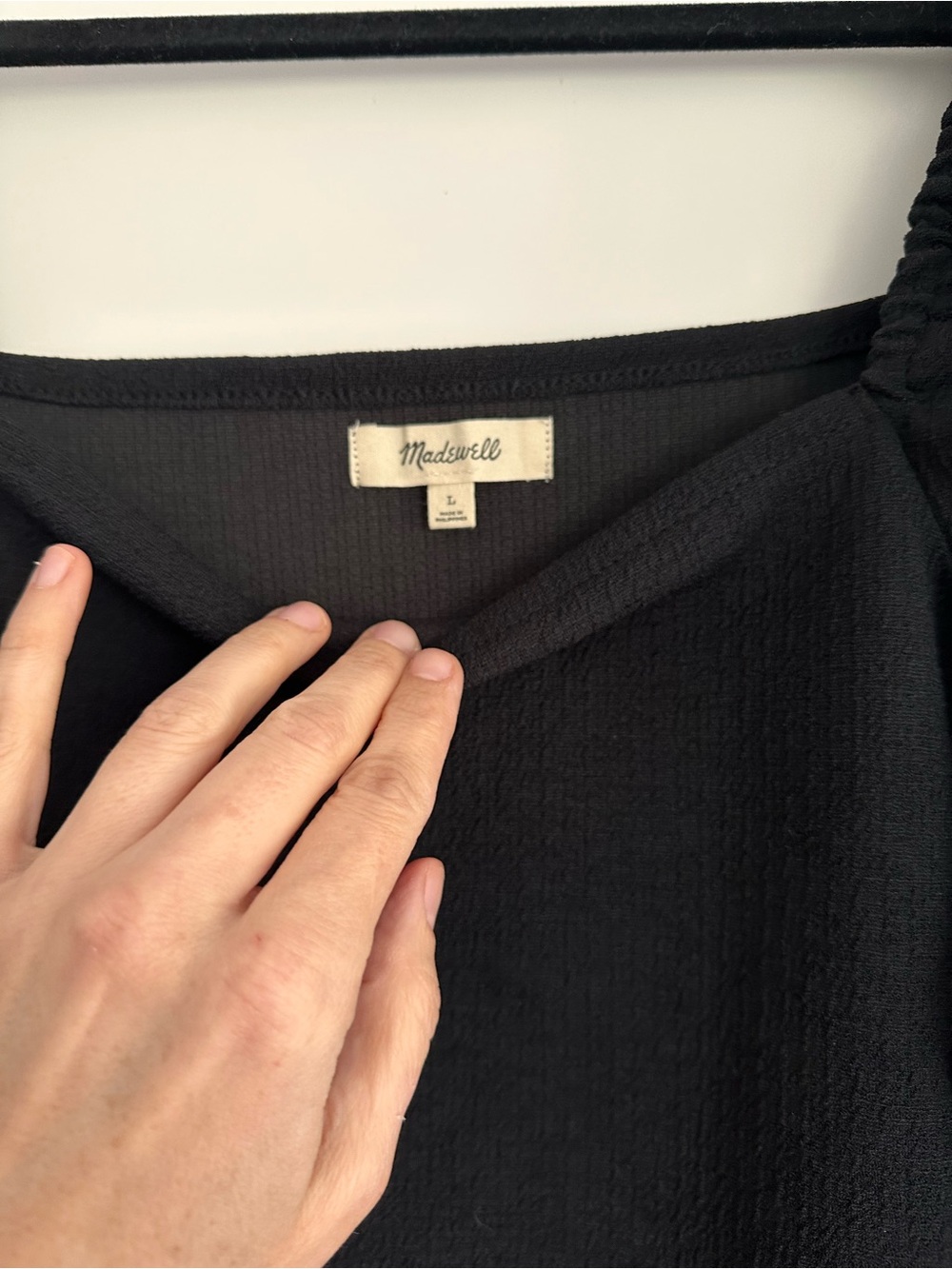 Madewell Crepe Square-Neck Puff-Sleeve Top - Black - Picture 5 of 9